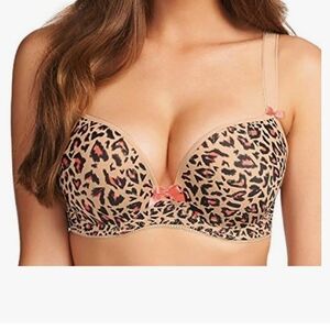 Freya Animal  Print Underwire Molded Plunge  Women's Bra Size 30H